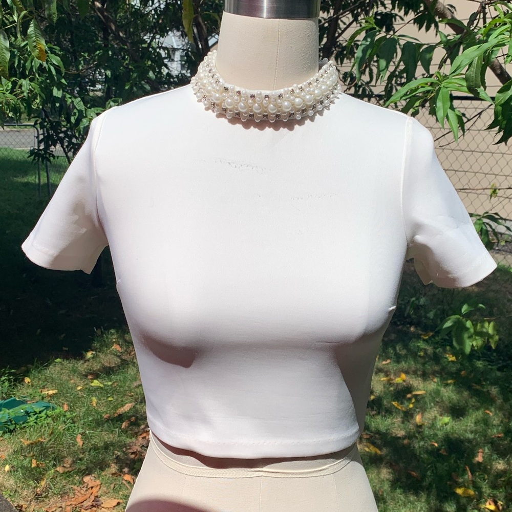 Ivory Pearl Crop Top by Design Lab